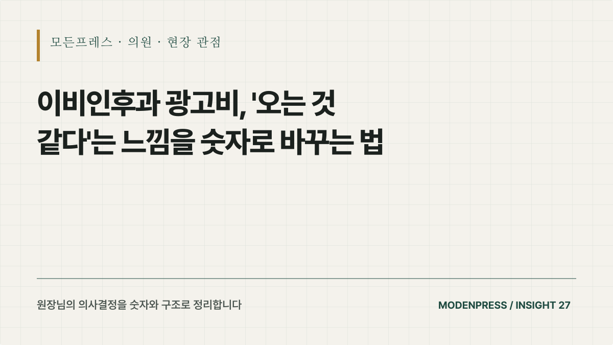 이비인후과 광고비, '오는 것 같다'는 느낌을 숫자로 바꾸는 법